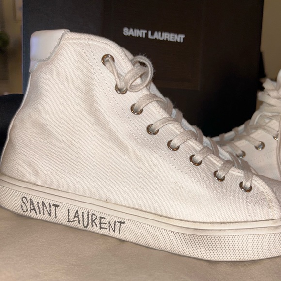 MALIBU MID-TOP SNEAKERS IN CANVAS AND LEATHER. White/ sz 39 - Picture 2 of 12